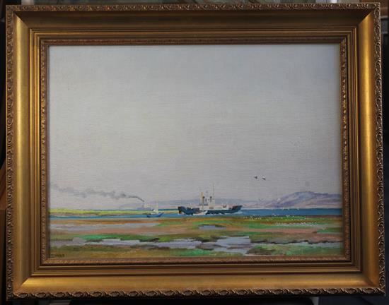 William Henry Innes (1905-1999) Lymington Yarmouth Ferry, 15.5 x 21.5in.